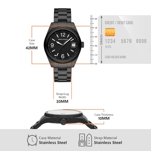 Image of Armani Exchange Watch for Men, Graphite and Grey, bracelet