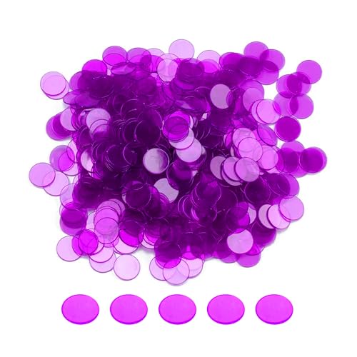 GSE Games & Sports Expert Purple Bingo Chips, 500 Pieces 3/4-Inch High-Contrast Transparent Counting Chips for Bingo Games, Parties