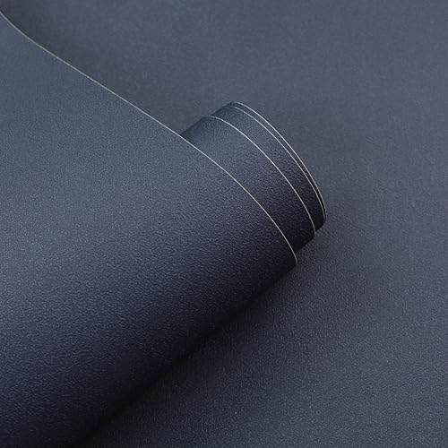 PIXELPACE Self Adhesive Decorative Peel Stick Dark Blue Waterproof Wallpaper Textured Wall Sticker for Living Room Wall Paper Bedroom Decoration PVC Vinyl DIY Wall Decor 33 x 304 cm