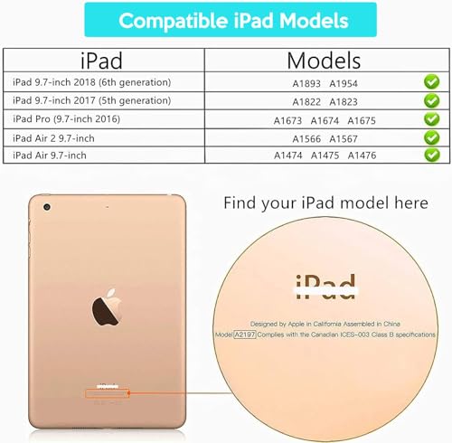 Kids Case for iPad 9.7 inch with Screen Protector, Shockproof Handle Convertible Stand Case for iPad 9.7 6th/5th Generation 2018/2017, iPad Air 2/1& iPad Pro 9.7, Cyan&Pink