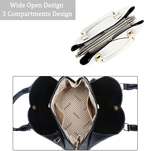 Image of KKXIU Triple Compartments Purses and Handbags for Women Fashion Ladies Satchel Shoulder Top Handle Bag