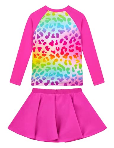 Image of Snowheart Girls Rash Guard Swimsuit Set Long Sleeve Bathing Suit Two Piece 3-12 Years