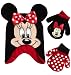 Disney Little Girls Minnie Mouse Polka Dot Hat and 2 Pairs Mittens or Gloves Cold Weather Accessory Set, Ages 2-7 (Toddler Girls Age 2-4 Hat & 2 Pair Mittens Set, Black/Red)