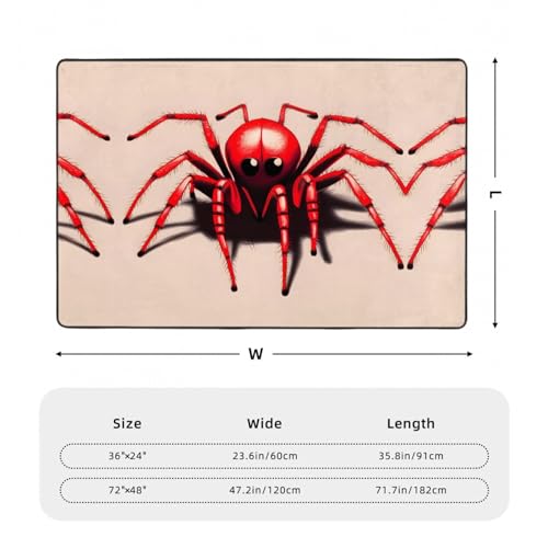 Tapis flanelle imprimé mignon araignée rouge doux et durable