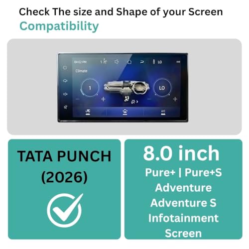 Image of Wisely 2Pcs - Screen Guard for TATA PUNCH (2026) Pure+ / Pure+S / Adventure / Adventure S Car - 8 Inch Display Infotainment System + Steering Cluster Protector - Stereo Accessories - Touch Responsive - HD Clear