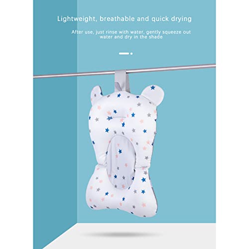 Baby Bath Cushion Pad Newborn Bathtub Mat Infant Bath Supporter Net Baby Bathtub Pillow Non-Slip Floating Bathing Tub Seat (White Star, 28cm*43cm*26cm)