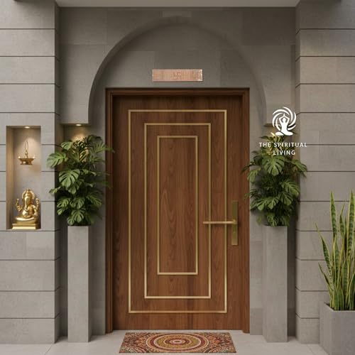Image of The Spiritual Living Copper Swastik for Door Entrance II Swastik Dwar Patti Yantra II Bisa II Surya II Durga Dwar II Vastu Devta II Vastu Remedies II Home & Office II 8 inch Approx