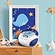 mooov 477170 CD Player für Kinder mit Lautsprechern, USB, Kopfhöreranschluss, AUX-IN-Port - Boombox CD Spieler Tragbar - Netzbetrieb oder Batterien - Modell Ozean - Blau/Weiß