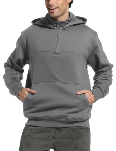 FAIABLE Mens Quarter Zip Up Hoodie Waterproof Heavyweight Hoodies Fleece Zipper Sweatshirt Rain Resistant Jacket for Men2