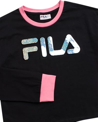 Fila Girls Long Sleeve Shirts - 2 Pack Soft Cotton Jersey Long Sleeve Graphic Tees for Girls - Cute Casual Girl Tops (7-16)3
