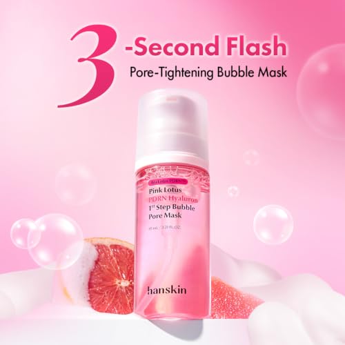 Image of Hanskin PDRN Micro Bubble Pore Mask, Pink Lotus PDRN Mask, 3.21 fl oz | 3-Second Foaming Formula, Micro Bubble Foam Mask, Pink Lotus PDRN, Pore Care, Sebum Control, 7-Layer Collagen, Hydrating