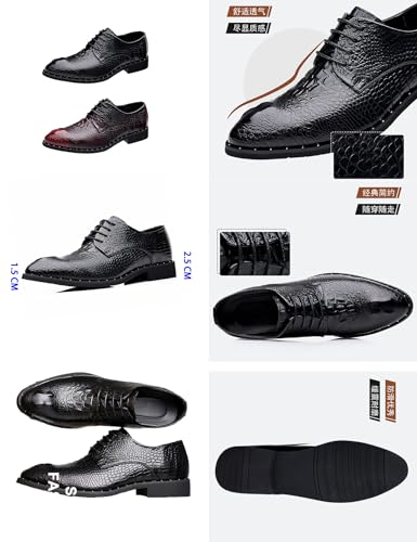Men's Leather Print Dress Shoes,Classic Brogues Comfort Lace Up Non-Slip Casual Oxford Business Wedding Derby Shoes2