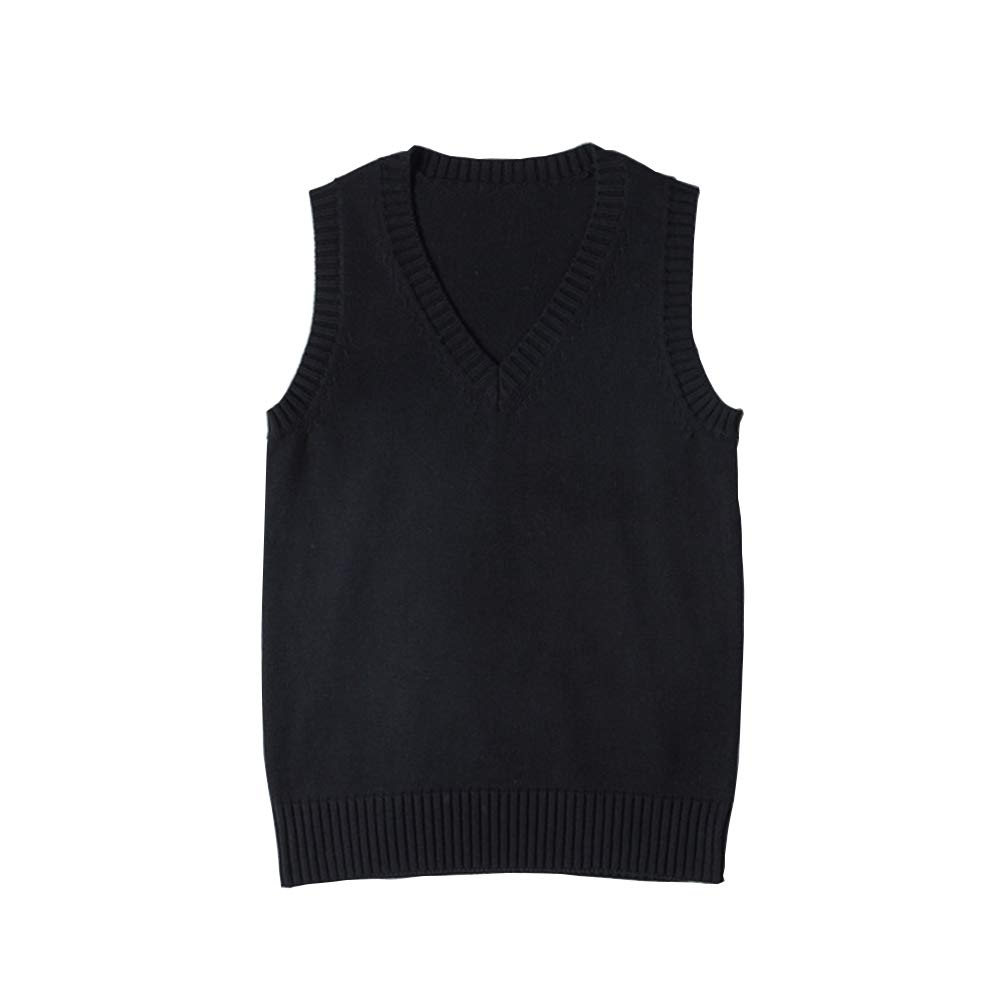 Womens V Neck Sweater Vest School Uniform Solid Color Sleeveless Knit Sweaters Pullover Tank Tops