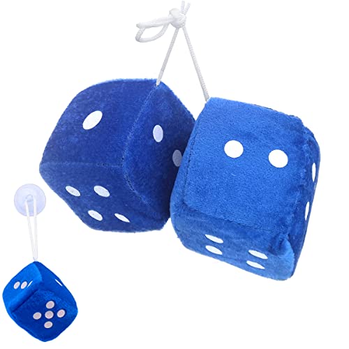 Car Hanging Furry Dice, Hängende Würfel,Plüschwürfel Weiß Auto Plüsch Würfel Autowürfel Fuzzy Dice, Flauschige Plüschwürfel mit Punkten für Auto-Innendekoration, Dekoration