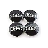 ★ Ersatzteil für AUDI Set Von Vier Alufelgen Center Radkappen SCHWAR/Chromabdeckung Abzeichen Nabendeckel Nabenkappen 69mm Passt A3 A4 A5 A6 A7 A8 S4 S5 S6 S8 RS4 Q3 Q5 Q7 TT A4L A6L S Line Quattro,Schwarz