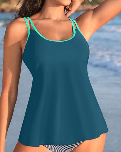 Image of Womens Flowy Tankini Tops Only - Modest Bathing Suit Loose Fit Swimsuit Swim Tops No Bottom 2025 (Available in Plus)
