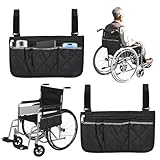 Wheelchair Accessories Bag,2PCS Walker Bag with Cup Holder Suitable for Walkers, Rollator, and Mobile Skateboards Ideal Gift for Mother's Day & Father's Day(Black)