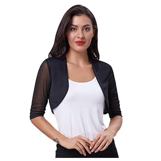 Cárdigan Mujer Corto Bolero de Chifón Manga 1/2 para Fiesta XL CL026-1