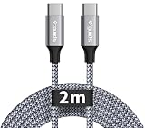 etguuds Câble USB C vers USB C 2M, Cable USB Type C 60W Charge Rapide Nylon Tressé Cable USB C Chargeur pour Samsung Galaxy S21 Ultra S20 S10 S22 S9+ Note 20, Google Pixel, Huawei P30, Switch etc