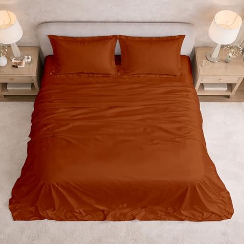 Image of Filbert Satin Bedsheet with 1 Pillow Cover | 60x90 in |300 TC | Midnight Luxe Satin Dreams Collection for Single Bed | UltraSatin Premium Bedding Set | Copper