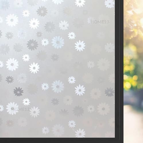 Image of HOME13 Window Privacy Film Frosted Glass Film Decorative Window Sticker Removable Window Film Home Office Privacy Film Window Coverings (Sunflower Frosted, 2 Feet by 8 Feet)