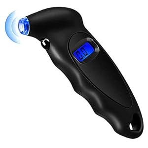 Haquno Digital Tyre Pressure Gauge 150 PSI 4 Settings for Car Truck Bicycle with Backlit LCD and Non-Slip Grip Tyre Pressure Checker, Black