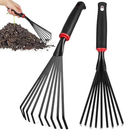 VANZACK 2pcs Metal Garden Hand Rakes mini miniatura 1