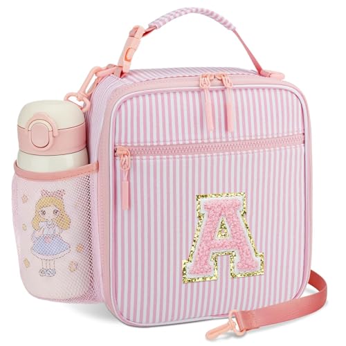 CLOUDWINGS Insulated Lunch Bag for Kids - Initial Cute Leak-Proof Lunch Box for Girls with...