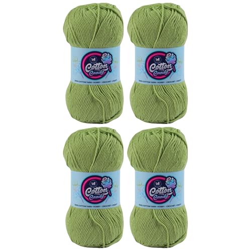 Image of NESTNHAVEN Cotton Candy 100% Cotton Yarn - (100g, 185 Meters) - Luxury Yarn for Crochet, Amigurumi, Embroidery, Toys, Garments, Flowers and Hobby, Projects. (Pista Green) | (400 Gm)