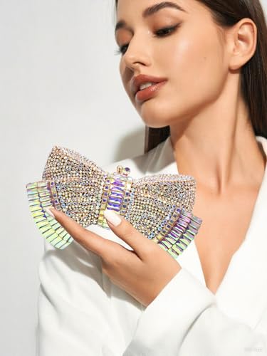 Image of RomanticDesign Women Sparkly Bowknot Evening Clutch Luxury Rhinestone Bride Purse Wedding Party Prom Banquet Handbag