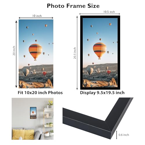 Image of JCJMY 10x20 Picture Frame Black for Photo and Poster, Horizontal and Vertical Formats for Wall Hanging, 10 x 20 Wall Gallery Frame for Photos