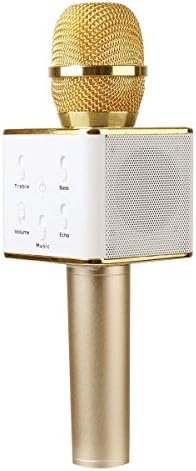 Wireless Karaoke Microphone,Portable Microphone Bluetooth Speaker for iPhone Android (Q7 Gold)