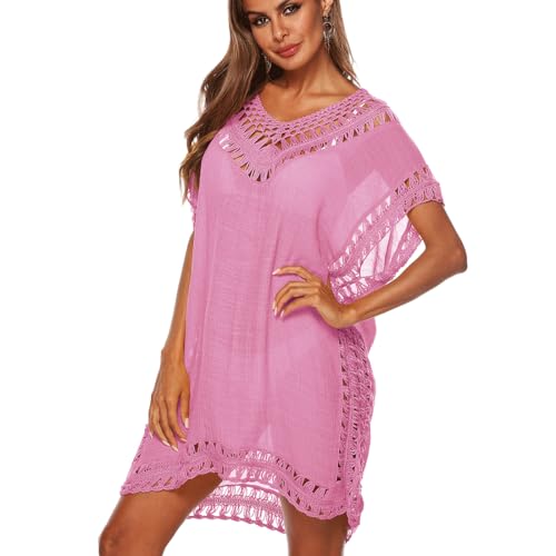YKDLLF Copricostume Donna Mare Camicia Lunga Estiva Cotone Camicetta Scollo Kimono da Spiaggia in Pizzo Sexy per Donne Vestaglia Aperta e Trasparente con Frange Ideale per Vacanze