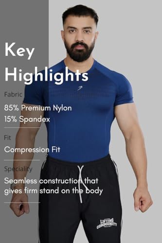 Image of FUAARK Nylon Seamless Compression Half Sleeves Dry Fit T-Shirts for High Performance in Gym