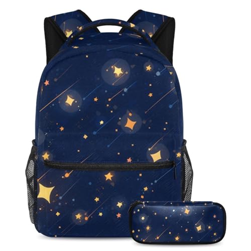 Sac à dos et cartable scolaire fille garçon grand format ciel étoilé jaune ado trousse