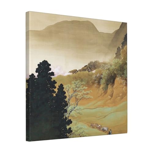 絵画 フレーム装飾画 川合玉堂 山村春色 キャンバスアート アートパネル 壁画 壁掛け 絵 モダンアート 版画 壁飾り 世界の名画 ポスター 40x40cm
