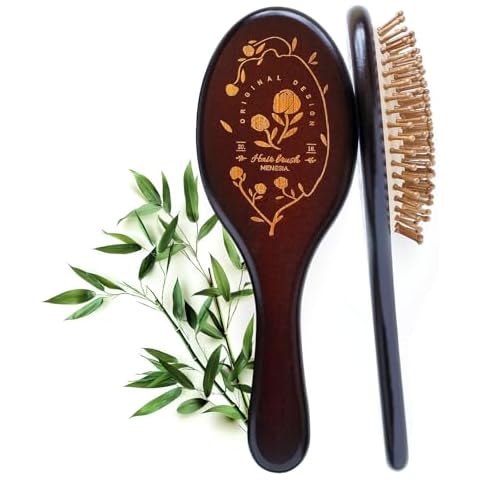 Menesia Brown Bamboo Hair Brush - Wooden Paddle Brush for Hair Growth, Scalp Massage and Healthier Hair - Bamboo Hairbrush for Men and Women (rose) Cover