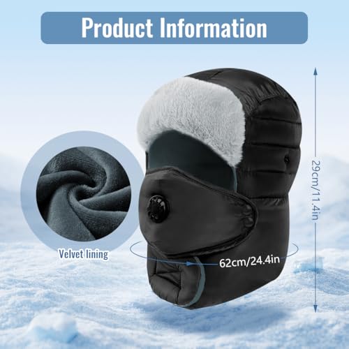 Image of SANNIDHI Winter Cap for Women Men Windproof Balaclava Ski Thermal Hat | Full Face Coverage, Ear and Neck Protection, Plush Lining, Wind Blocking, Flexible Fit for Cycling Hiking Skiing, Easy Care