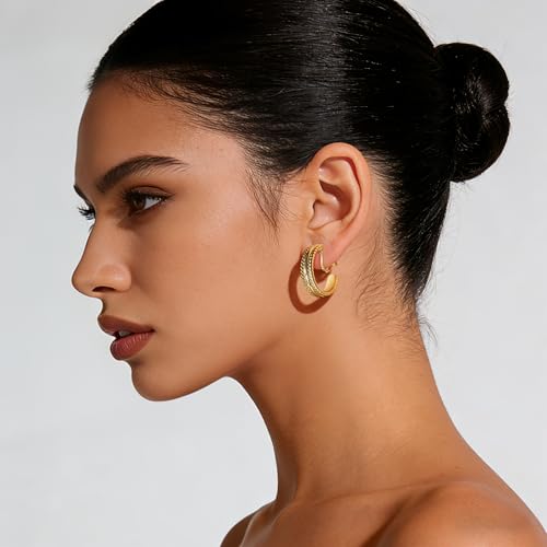 Image of Gold and Silver Mixed Metal Clip-On Earrings Two Tone Clip-On Earrings Chunky Twist Open Hoops Earring Fashion Jewelry