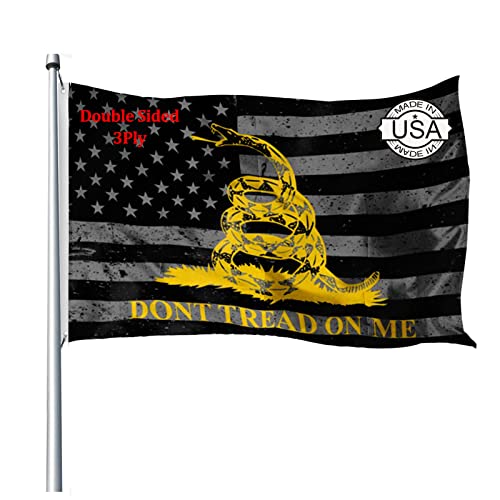 Gadsden Flag Black Dont Tread On Me Flag 3 Ply 3X5 Outdoor Double Sided Made In Usa Heavy Duty American Tea Party Yellow Coiled Rattle Snake Flags Libertarian Banner With 2 Grommets #TOP13