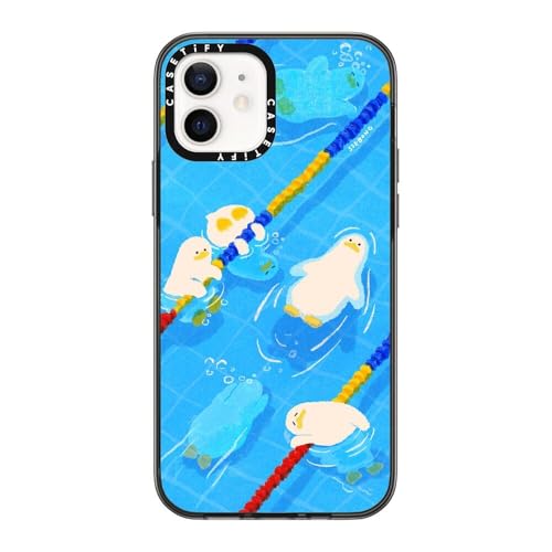 Coque Compact iPhone 12 CASETiFY Pool time Noir transparent antichoc