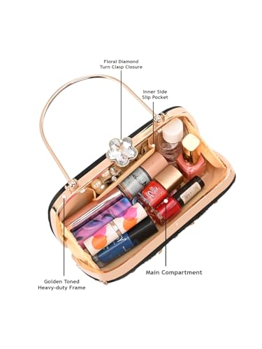 Image of TOOBA Handicraft Women's Beautiful Bling Box Clutch Bag | Evening Bag, Bridal Purse & Party Handbag | Wedding & Special Occasion Clutch (Small Boat)