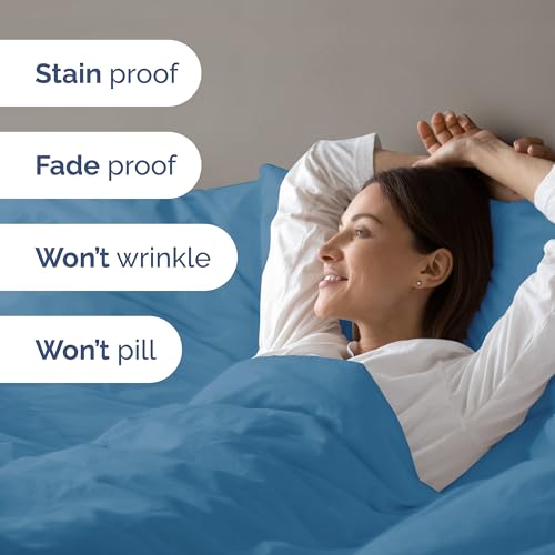 Image of Duvet Cover Cal King Size Set - Extra Soft Cal King Duvet Cover 104 inch x 98 inch with 2 Pillow Shams for Women, Men, Kids & Teens - Hotel Luxury w / Zipper Closures & Ties - Comfy & Breathable (Denim Blue)