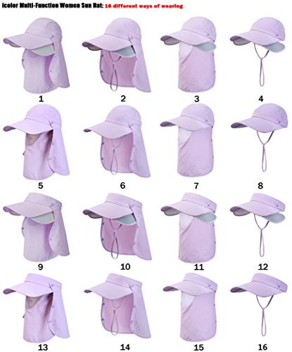 Icolor Women's Sun Hat,Retractable Wide Brim Fishing Hats, Kids Play Hat Sun Protection Cap Upf50+ Children Beach Sun Hat For Girl Boy #TOP6