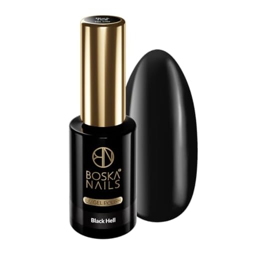 Boska Nails Esmalte Híbrido Negro 10 ml Black Hell Nº 550, negro intenso profundo para uñas elegantes y Nail Art, libre de TPO