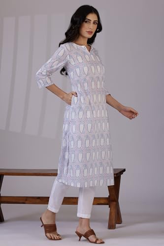 Image of W for Woman Schiffli Embroidered Straight Rayon Kurta