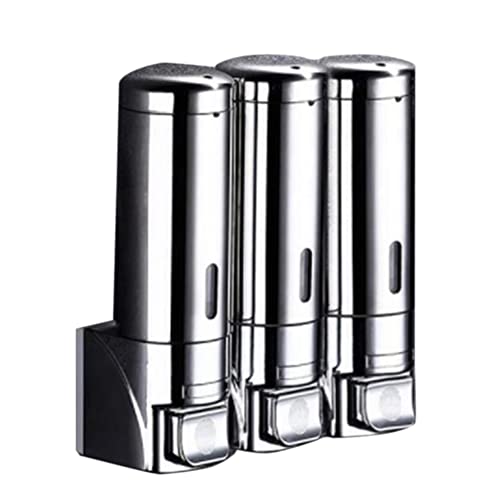 Kznifmk Dispensador de JabóN de 3X300Ml Dispensador de JabóN LíQuido para LocióN Champú de Hotel para Montaje en Pared Dispensador de JabóN de Manos de Acero Inoxidable