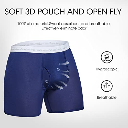 Viamulion Men’s 100% Silk Knitted Underwear Stretch Boxer Briefs3