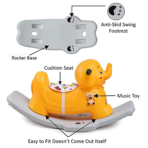 Image of Popo Toys Murphy Rocker (Yellow)| Rocker for Kids Birthday Gift for Kids /Boys /Girls /Rocker with Musical & Lightning Toy | Cute Character, (MT026)