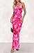 BTFBM Summer Dresses for Women 2026 Strapless Maxi Ruched Bodycon Floral Ruffle Cocktail Formal Wedding Guest Dress(Floral Pink,Medium)